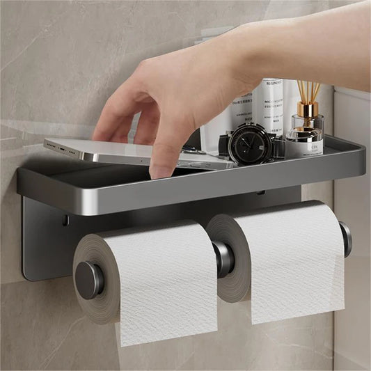 ELEGANT TOILET PAPER HOLDER WITH SHELF